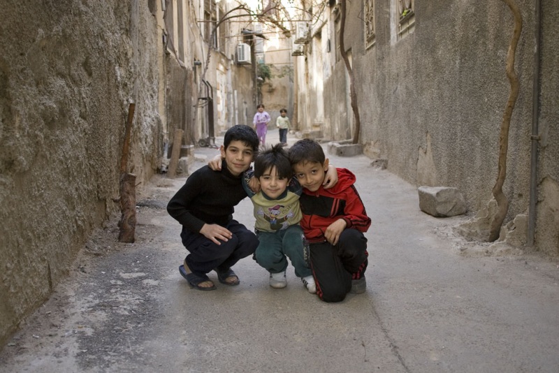 Damaszek, stare miasto, ciekawskie dzieci.