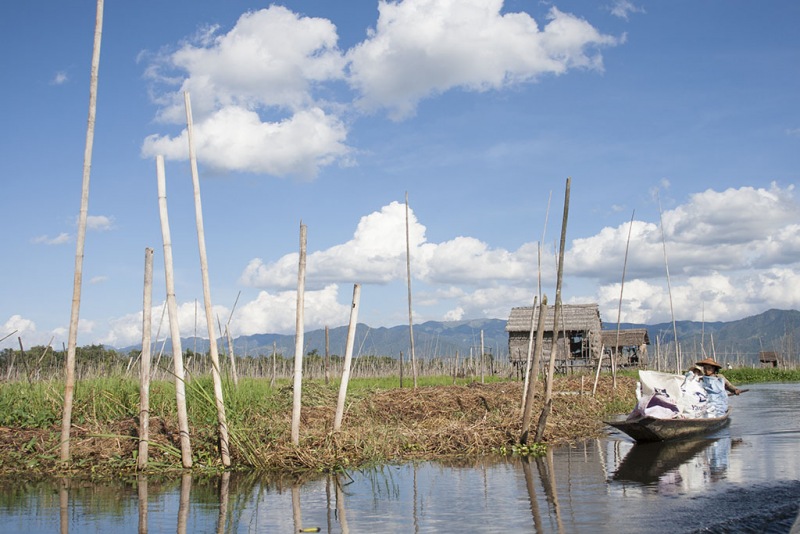 Kanały wokół jeziora Inle.