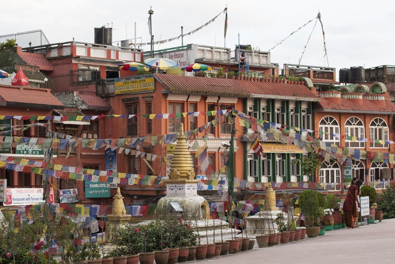Kathmandu, Boudha, widok ze stupy Bodnath.