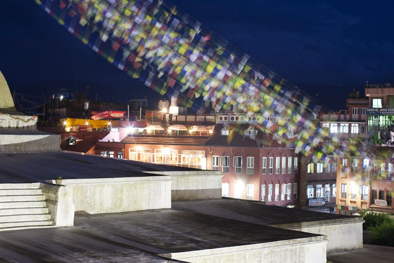 Kathmandu, Boudha nocą.